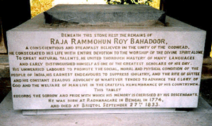 Rammohun Roy Tombstone at Arnoe's Vale cemetery in Bristol